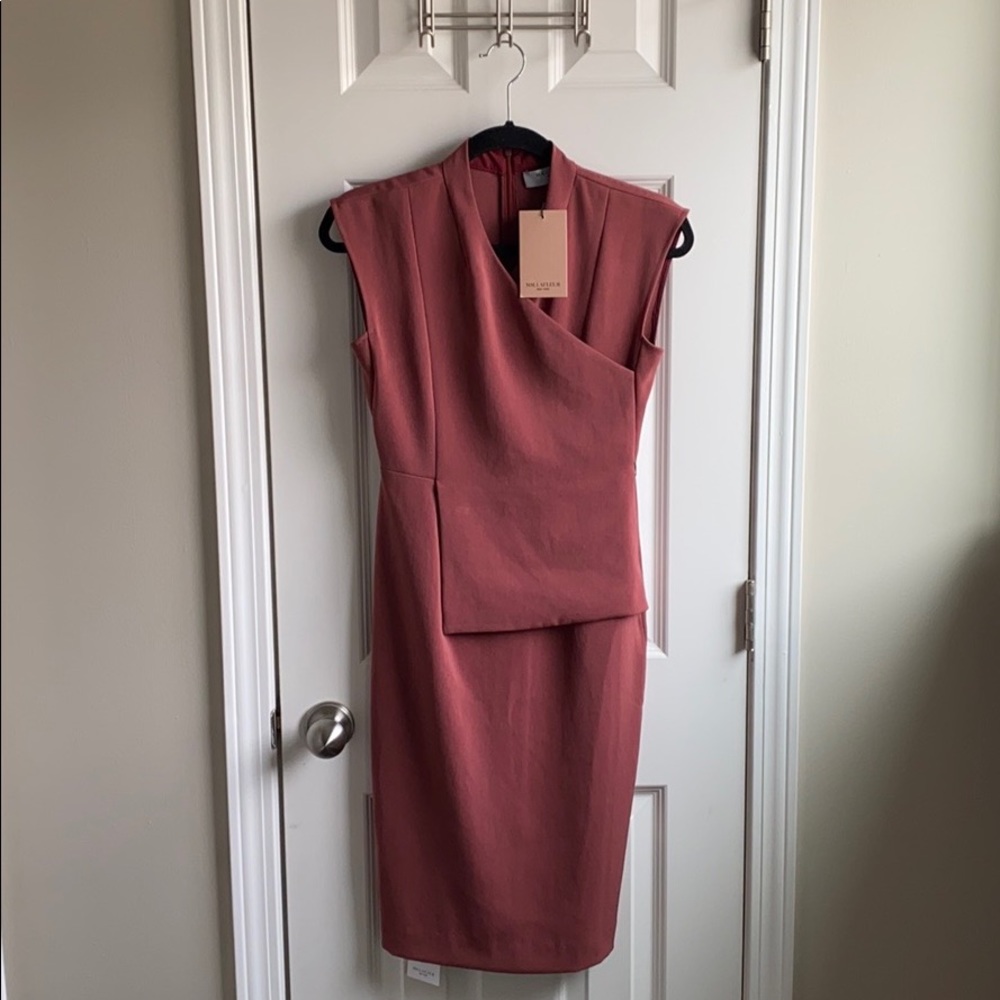 MM Lafleur Elecia Dress-Stretch Twill Brick Red